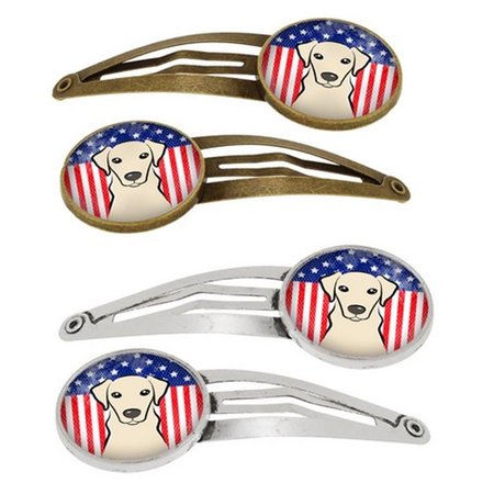 CAROLINES TREASURES American Flag and Yellow Labrador Barrettes Hair Clips, Set of 4, 4PK BB2152HCS4